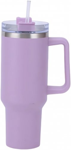 Pronett XJ5555 Termohrnek s uchem a brčkem, nerez, 1200 ml, bílý