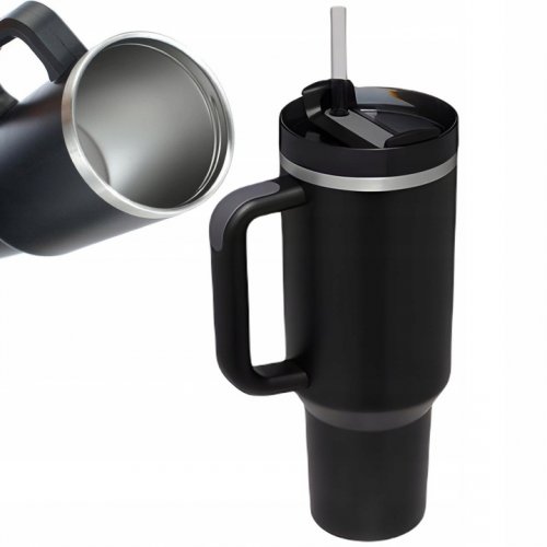 Pronett XJ5555 Termohrnek s uchem a brčkem, nerez, 1200 ml, bílý