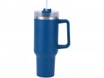 Pronett XJ5555 Termohrnek s uchem a brčkem, nerez, 1200 ml, modrý