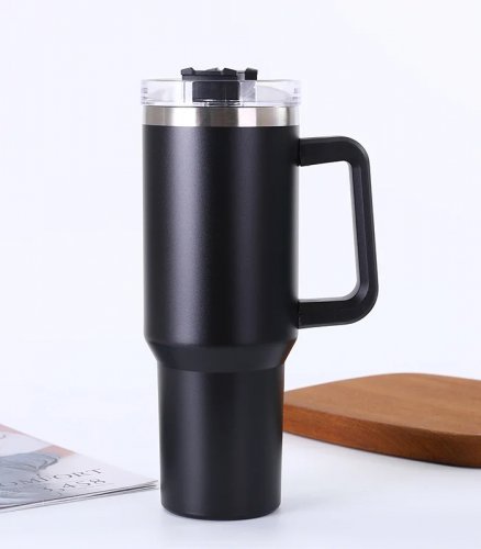 Pronett XJ5555 Termohrnek s uchem a brčkem, nerez, 1200 ml, modrý