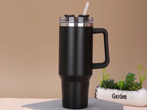 Pronett XJ5555 Termohrnek s uchem a brčkem, nerez, 1200 ml, modrý