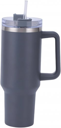 Pronett XJ5555 Termohrnek s uchem a brčkem, nerez, 1200 ml, modrý