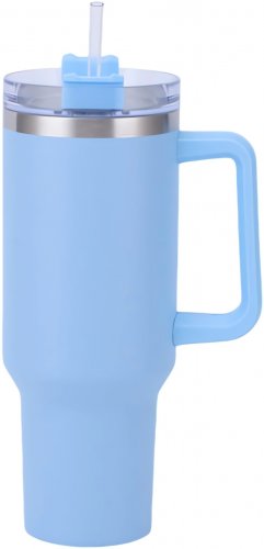 Pronett XJ5555 Termohrnek s uchem a brčkem, nerez, 1200 ml, modrý