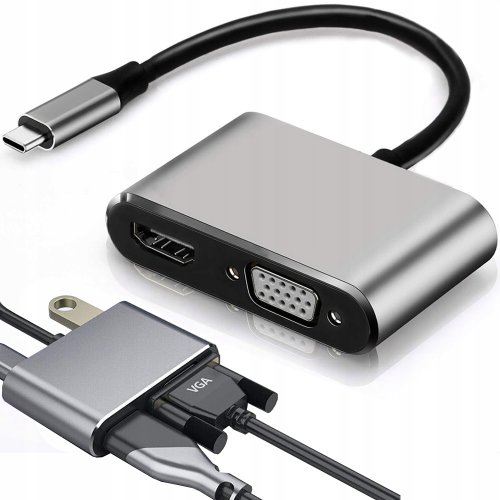 Verk 06344 Převodník USB-C na HDMI 4k, VGA rozbočovač USB 3.0 USB-C 