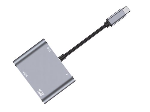 Verk 06344 Převodník USB-C na HDMI 4k, VGA rozbočovač USB 3.0 USB-C 