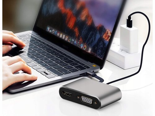 Verk 06344 Převodník USB-C na HDMI 4k, VGA rozbočovač USB 3.0 USB-C 