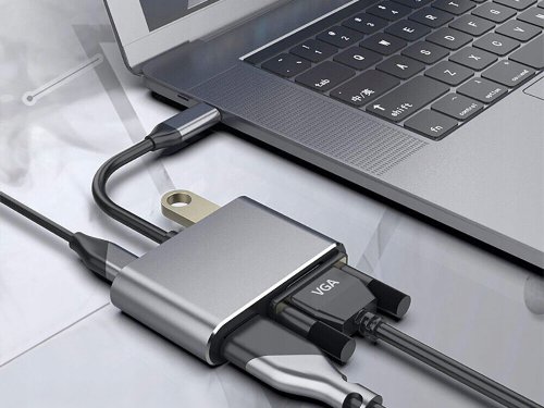 Verk 06344 Převodník USB-C na HDMI 4k, VGA rozbočovač USB 3.0 USB-C 