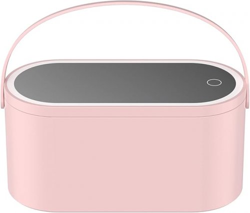 Verk 24342 Organizér na kosmetiku se zrcadlem USB LED růžový