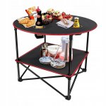 KIK KX3261 Skladací kempingový stolík s držiakmi na poháre 70 cm, čierny
