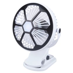Verk 16034 Ventilátor s klipom USB, 1200 mAh, čiernobiely