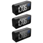 Izoxis 24736 Multifunkční zrcadlové hodiny s budíkem a teploměrem černé