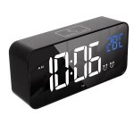 Izoxis 24736 Multifunkční zrcadlové hodiny s budíkem a teploměrem černé