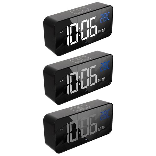 Izoxis 24736 Multifunkční zrcadlové hodiny s budíkem a teploměrem černé