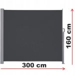 KIK KX3218 Sťahovacia bočná markíza 160 x 300 cm sivá