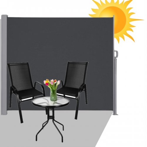 KIK KX3218 Sťahovacia bočná markíza 160 x 300 cm sivá