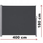 KIK KX3219 Zatahovací boční markýza 180 x 400 cm šedá