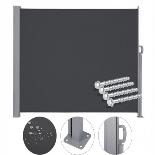 KIK KX3219 Sťahovacia bočná markíza 180 x 400 cm sivá