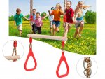 Kruzzel 25383 Dětská dřevěná hrazda s plastovou rukojetí červená