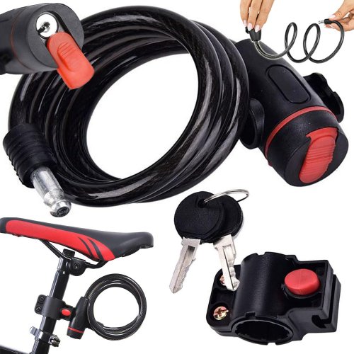 Verk 14551 Zámok na bicykel - kábel, 120 cm, 2 kľúče, čierny