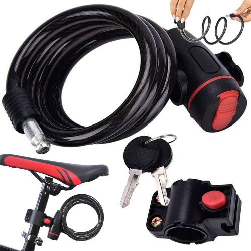 Verk 14551 Zámok na bicykel - kábel, 120 cm, 2 kľúče, čierny