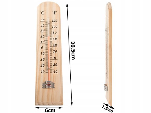 Verk 07184 Teploměr venkovní 26 cm dřevěný, 2 ks
