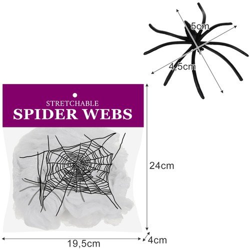 Malatec 19759 Umělá pavučina s pavouky bílá, 2 ks