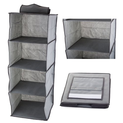 Verk 01326 Závesný organizér s 4 priehradkami 30x30x80cm šedá
