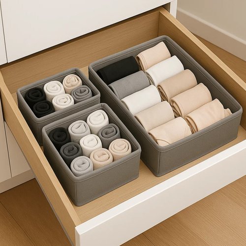 Ruhhy 25764 Skladací organizér na spodnú bielizeň 6 ks sivý