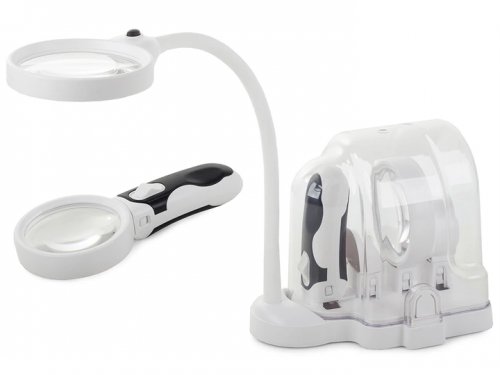 Verk 09112 LED lupa s vyměnitelnými čočkami 2v1 bílá