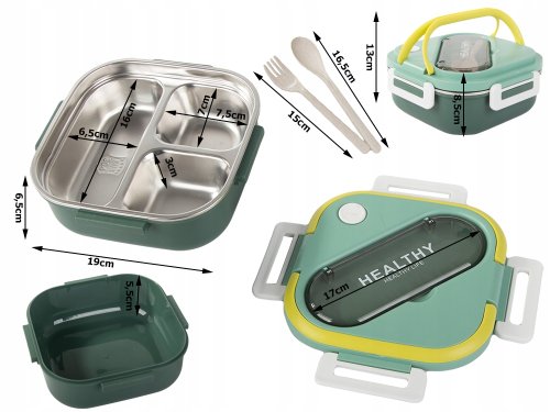 Verk 07332 Svačinový box s přihrádkami a příborem 1000 ml, růžový