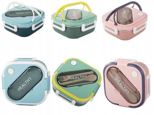 Verk 07332 Svačinový box s přihrádkami a příborem 1000 ml, růžový