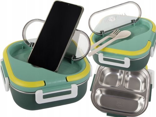 Verk 07332 Svačinový box s přihrádkami a příborem 1000 ml, růžový