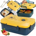 Verk 07326 Svačinový box s přihrádkami a příborem 1500 ml, růžový