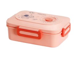 Verk 07326 Svačinový box s přihrádkami a příborem 1500 ml, růžový