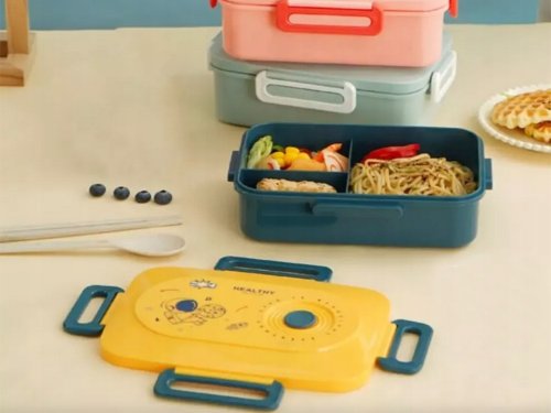 Verk 07326 Svačinový box s přihrádkami a příborem 1500 ml, růžový