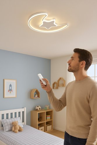 KIK KX3175 LED stmievateľné detské stropné svietidlo LED, 40W, Moon