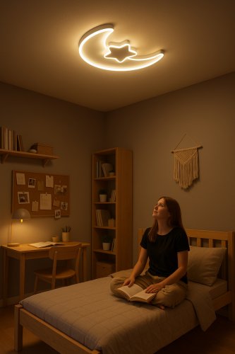 KIK KX3175 LED stmievateľné detské stropné svietidlo LED, 40W, Moon