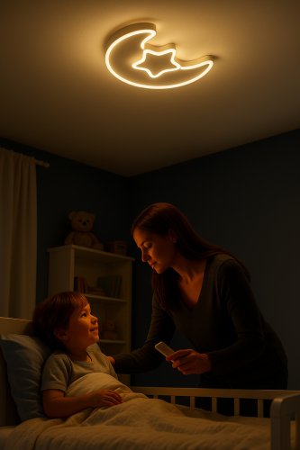 KIK KX3175 LED stmievateľné detské stropné svietidlo LED, 40W, Moon