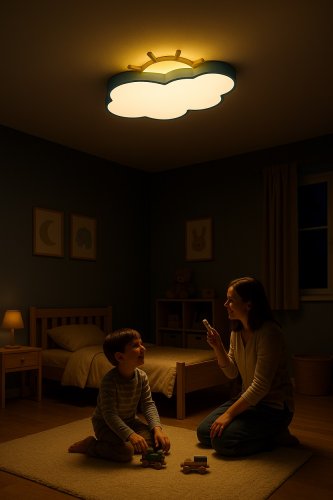 KIK KX3166 LED stmievateľné detské stropné svietidlo LED, 30 W, modrý oblak