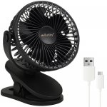 Ruhhy 25567 Ventilátor s klipem USB, 1200 mAh, USB-C, černý