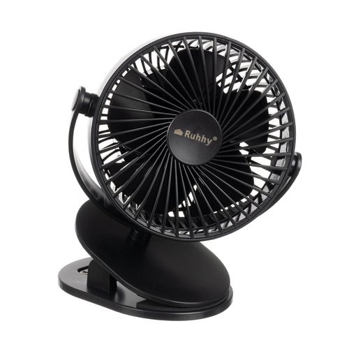 Ruhhy 25567 Ventilátor s klipem USB, 1200 mAh, USB-C, černý