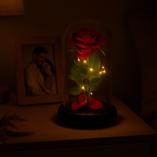 Ruhhy 25682 LED ruža v sklenenej váze