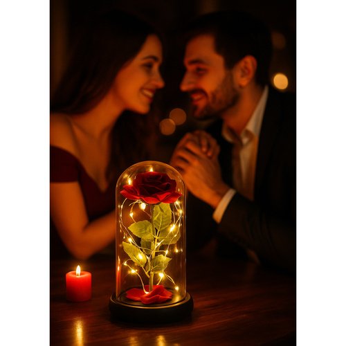 Ruhhy 25682 LED ruža v sklenenej váze