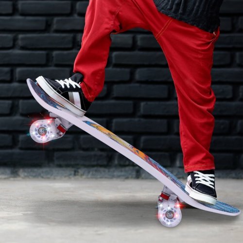 MalPlay Pennyboard se svítícími LED kolečky a držákem 66 x 17,5 cm