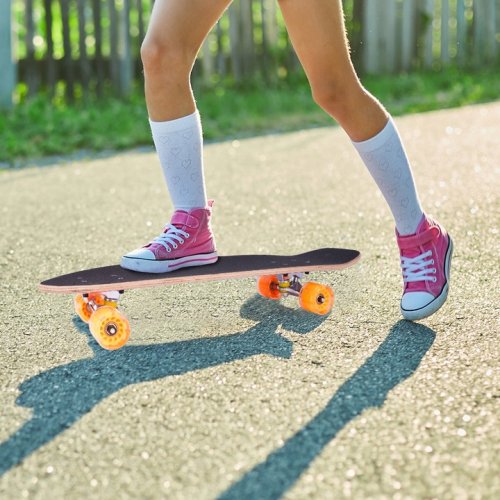 MalPlay Pennyboard se svítícími LED kolečky 68,5 x 20 cm, duhový potisk