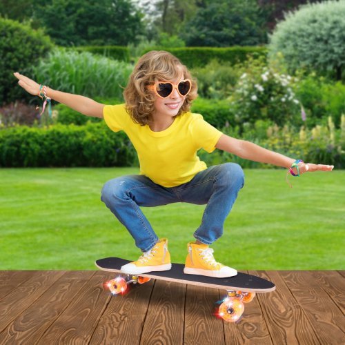 MalPlay Pennyboard se svítícími LED kolečky 68,5 x 20 cm, duhový potisk