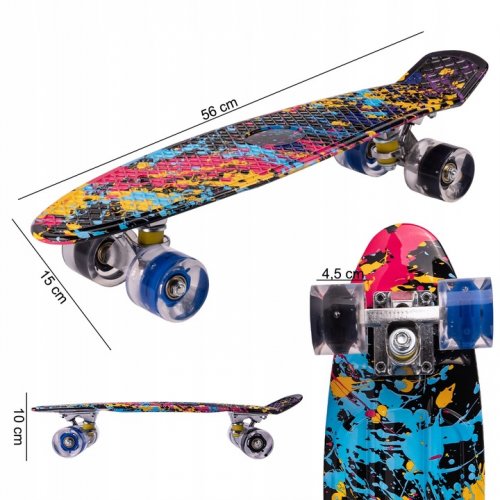 MalPlay Pennyboard se svítícími LED kolečky 56 cm, ABEC-7, Graffity