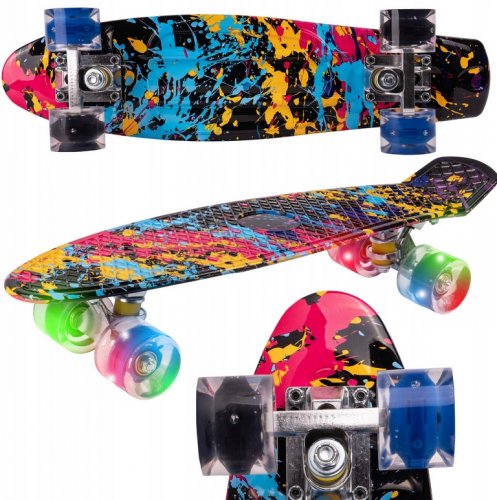 MalPlay Pennyboard se svítícími LED kolečky 56 cm, ABEC-7, Graffity