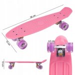 MalPlay Pennyboard se svítícími LED kolečky 56 cm, světle růžový
