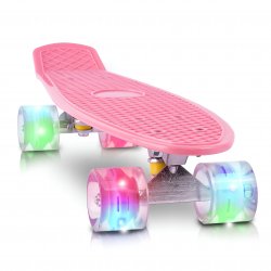 MalPlay Pennyboard se svítícími LED kolečky 56 cm, světle růžový